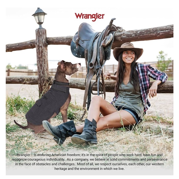 Wrangler Dog Jacket, Denim Dog Vest with Leash Hole Cozy Warm Perfect Dog Outfit - Picture 8 of 16